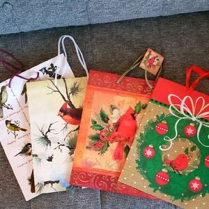 Festive Holiday Gift Bags Set - Set Of 4